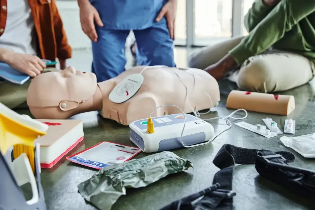 First aid training equipment and AED trainer used in every first aid class